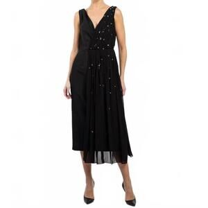 NEW MANTU gem embellished sleeveless dress in black